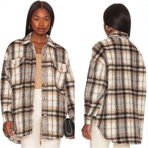 Good American Plaid Boyfriend Oversized Shacket Wool Blend Womens Sz 2XL 3XL